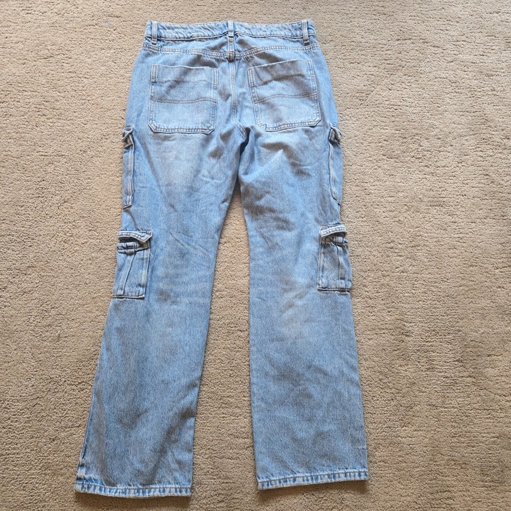 Garage Denim Womens Light Wash Cargo Jeans High Rise Straight Leg Size 9 - Picture 5 of 5